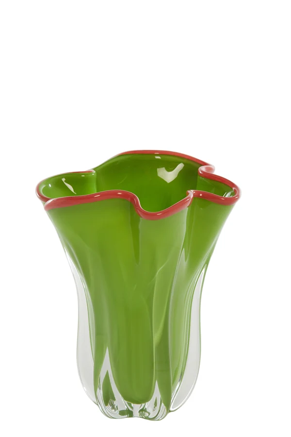 Vase 22x27 cm KAZUNO glass green+pink
