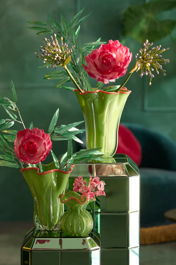 Vase 22x27 cm KAZUNO glass green+pink