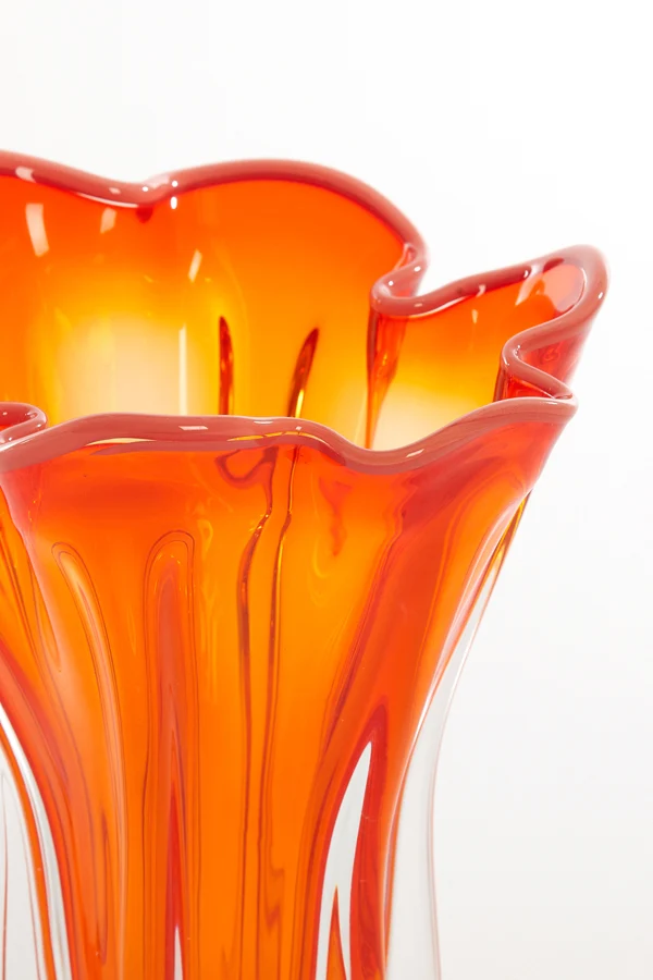 Vase 22x27 cm KAZUNO glass clear orange+coral