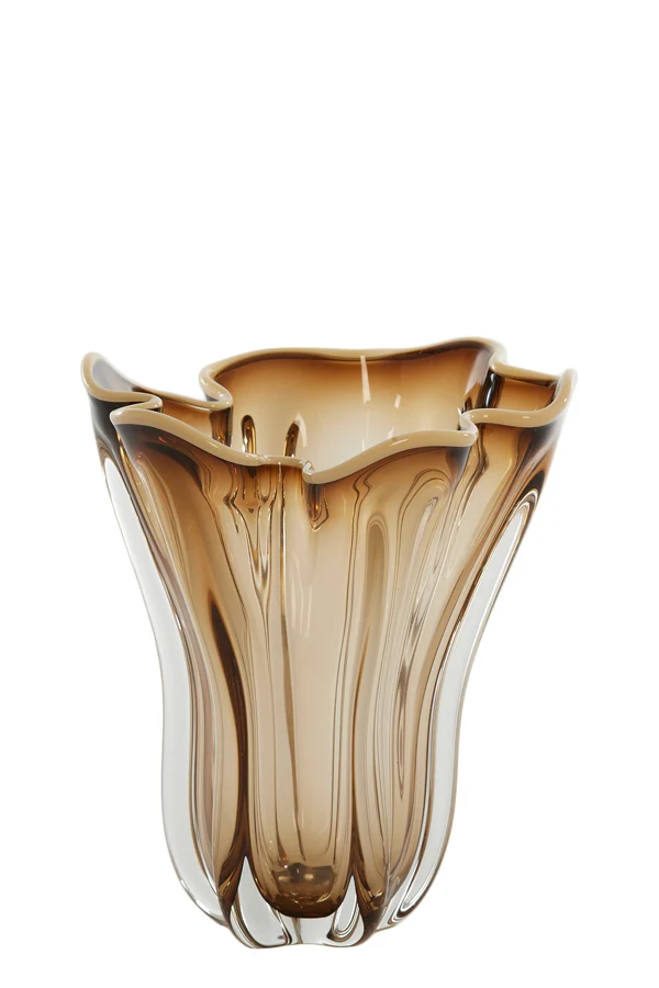 Vase 22x27 cm KAZUNO glass clear brown-grey+cream