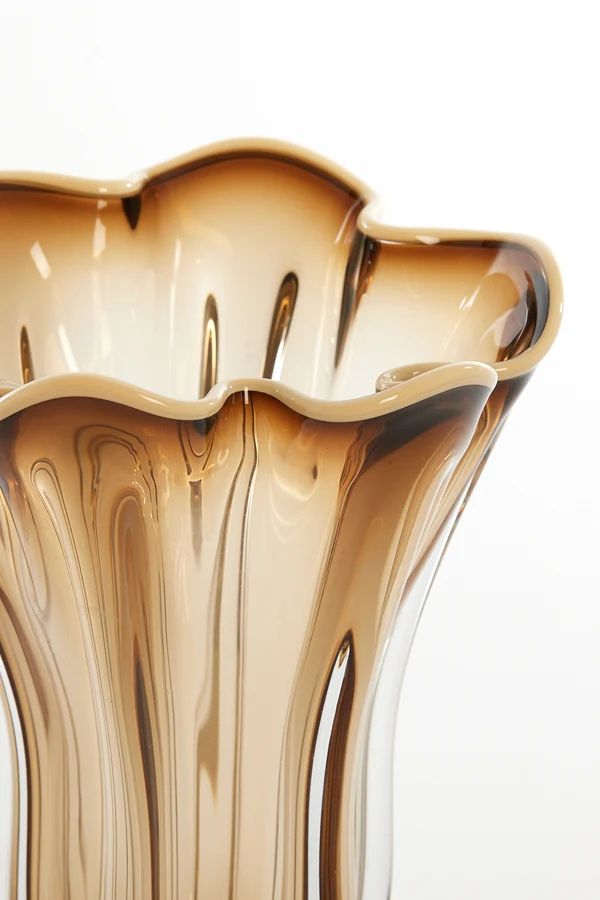 Vase 22x27 cm KAZUNO glass clear brown-grey+cream
