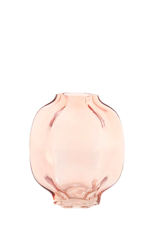 Vase 22x23,5 cm FALZES glass clear pink