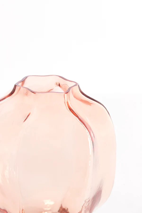 Vase 22x23,5 cm FALZES glass clear pink