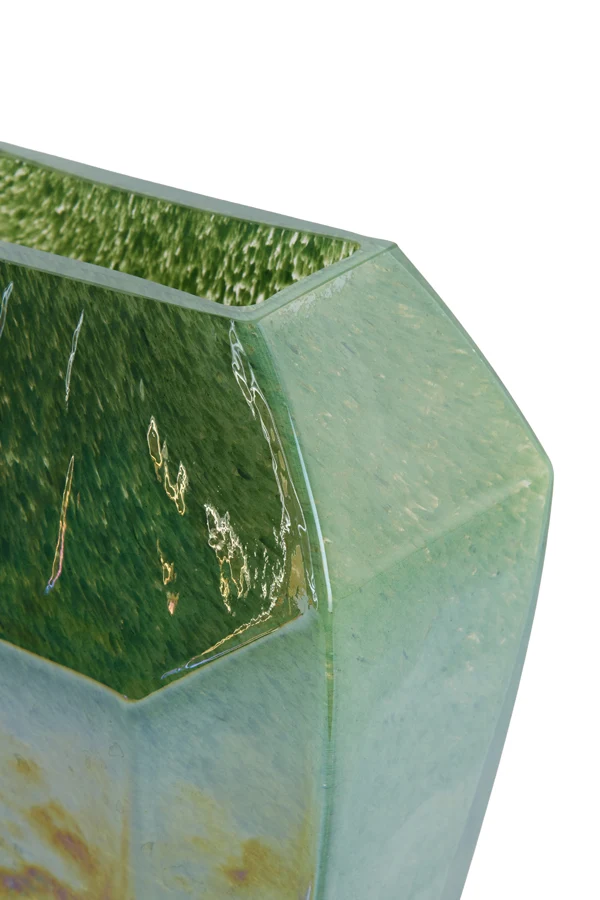 Vase 30x16x44,5 cm VIONNA glass dark green lustre