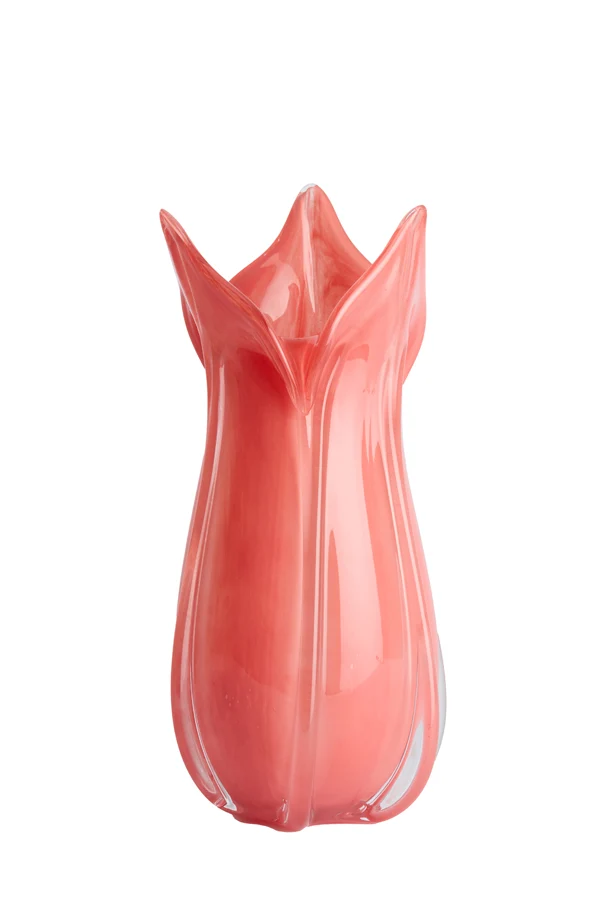 Vase 18,5x39 cm EVINA glass coral