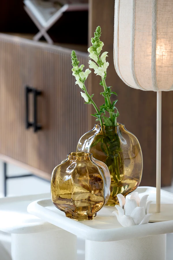Vase 22x23,5 cm FALZES glass clear amber