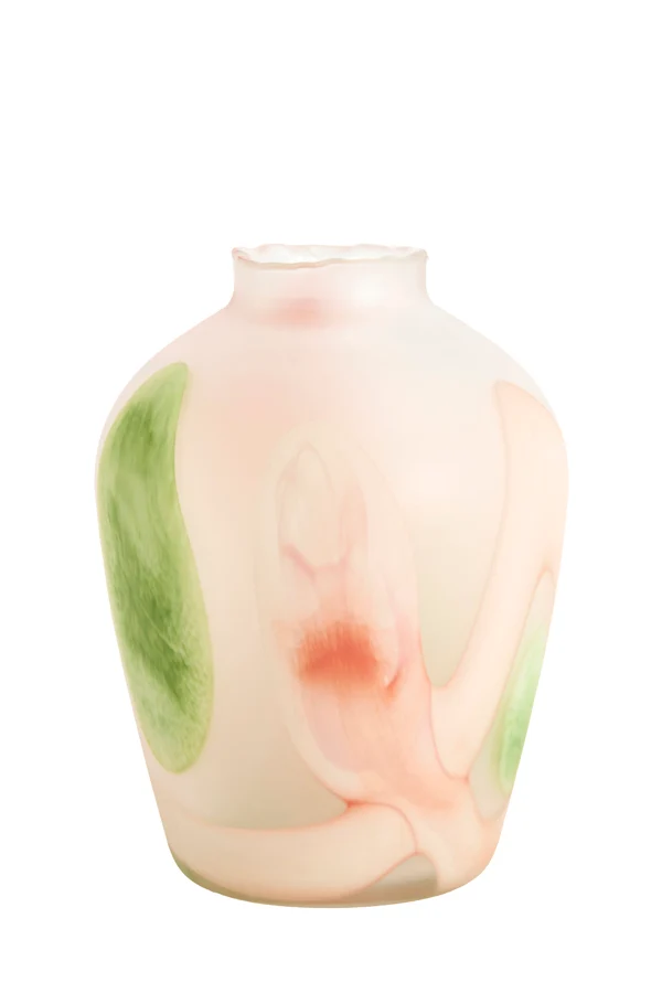 Vase 24,5x33 cm BARCOS glass matt white+green+peach