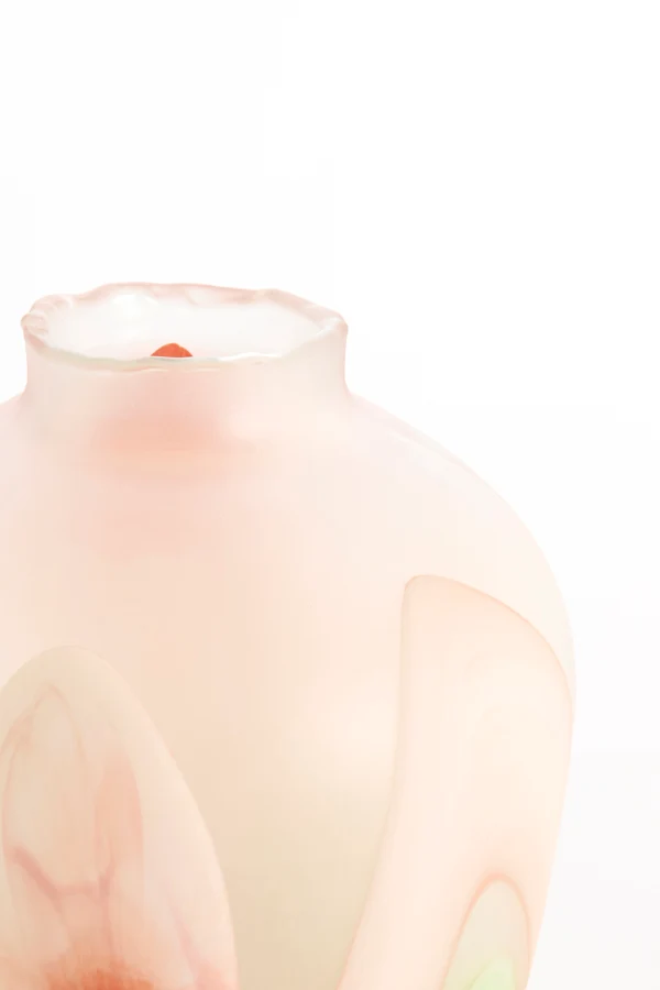 Vase 24,5x33 cm BARCOS glass matt white+green+peach