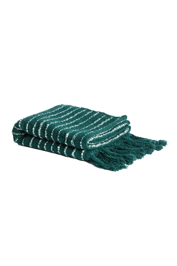 Throw 170x130 cm ALCOBA dark green+white