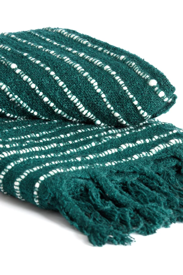 Throw 170x130 cm ALCOBA dark green+white