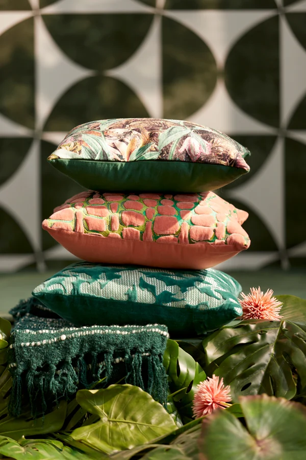Throw 170x130 cm ALCOBA dark green+white