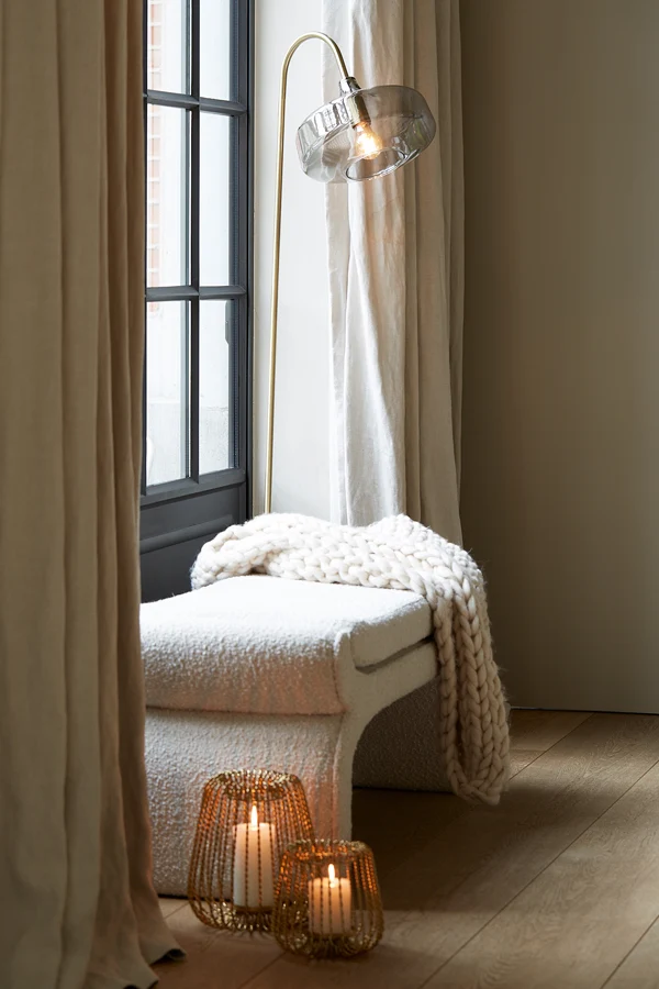 Throw 152x127 cm KNITTED cream
