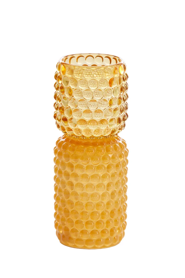Tealight on base 9x20,5 cm BUBLINI glass yellow