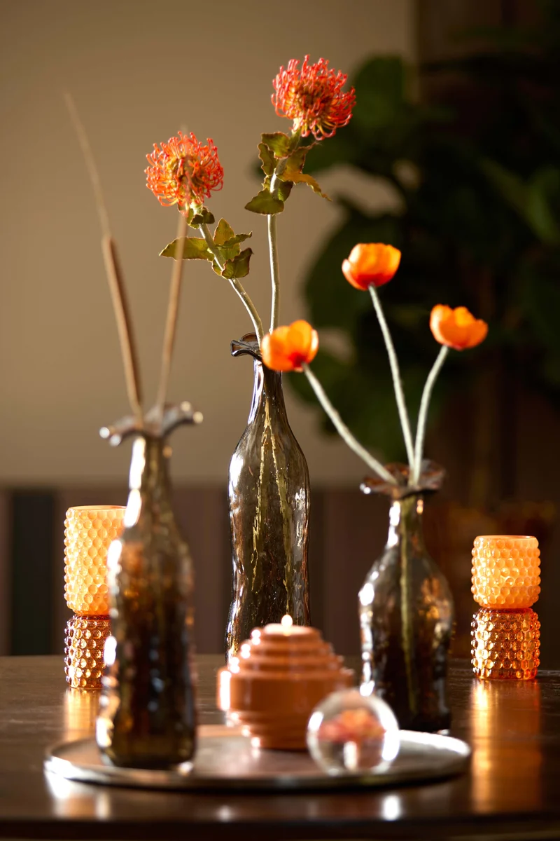 Tealight on base 9x20,5 cm BUBLINI glass orange