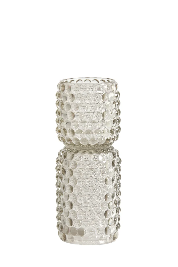 Tealight on base 9x20,5 cm BUBLINI glass light grey