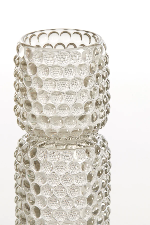 Tealight on base 9x20,5 cm BUBLINI glass light grey