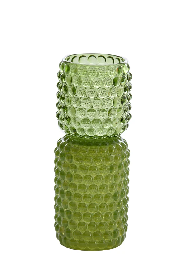 Tealight on base 9x20,5 cm BUBLINI glass green