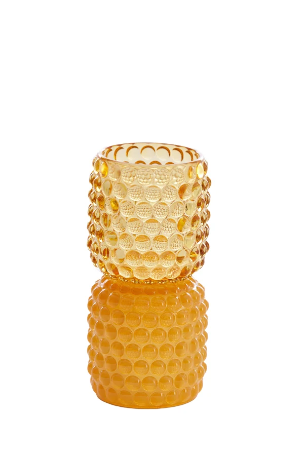 Tealight on base 9x16 cm BUBLINI glass yellow