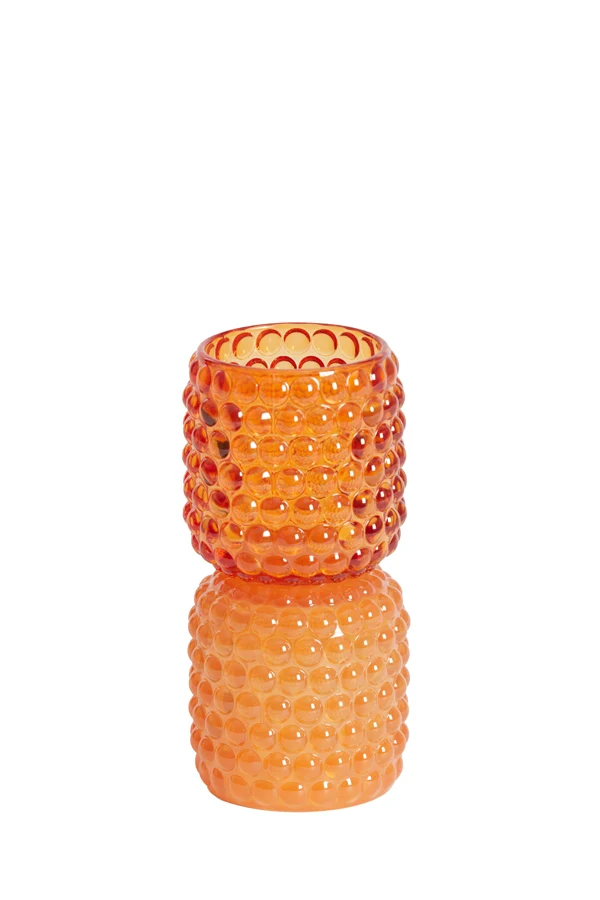 Tealight on base 9x16 cm BUBLINI glass orange