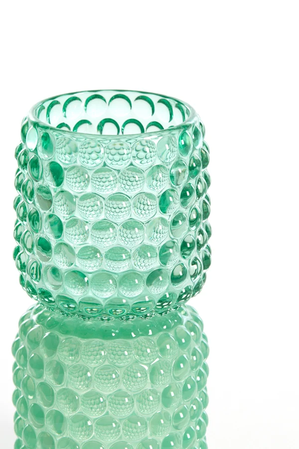 Tealight on base 9x16 cm BUBLINI glass mint green