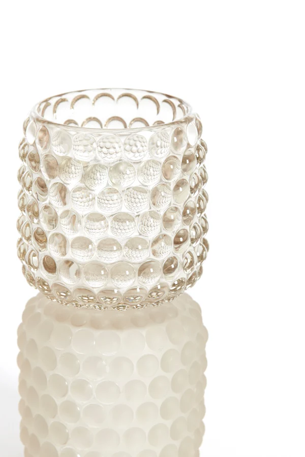 Tealight on base 9x16 cm BUBLINI glass matt white+clear