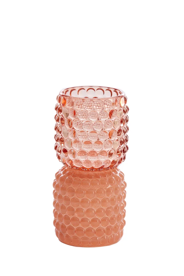 Tealight on base 9x16 cm BUBLINI glass light pink