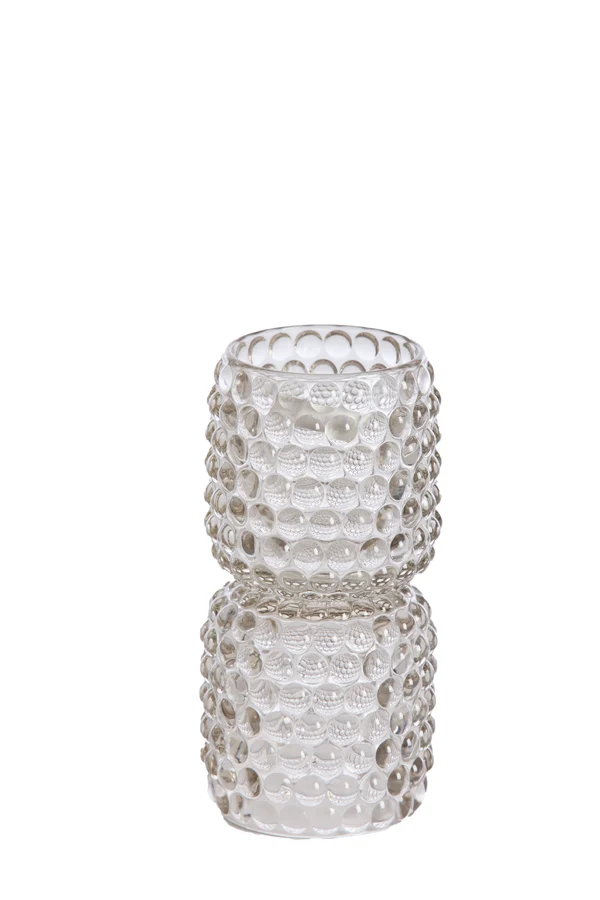 Tealight on base 9x16 cm BUBLINI glass light grey