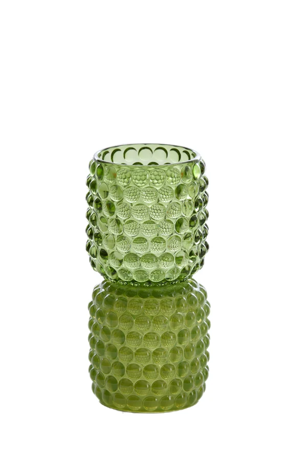 Tealight on base 9x16 cm BUBLINI glass green