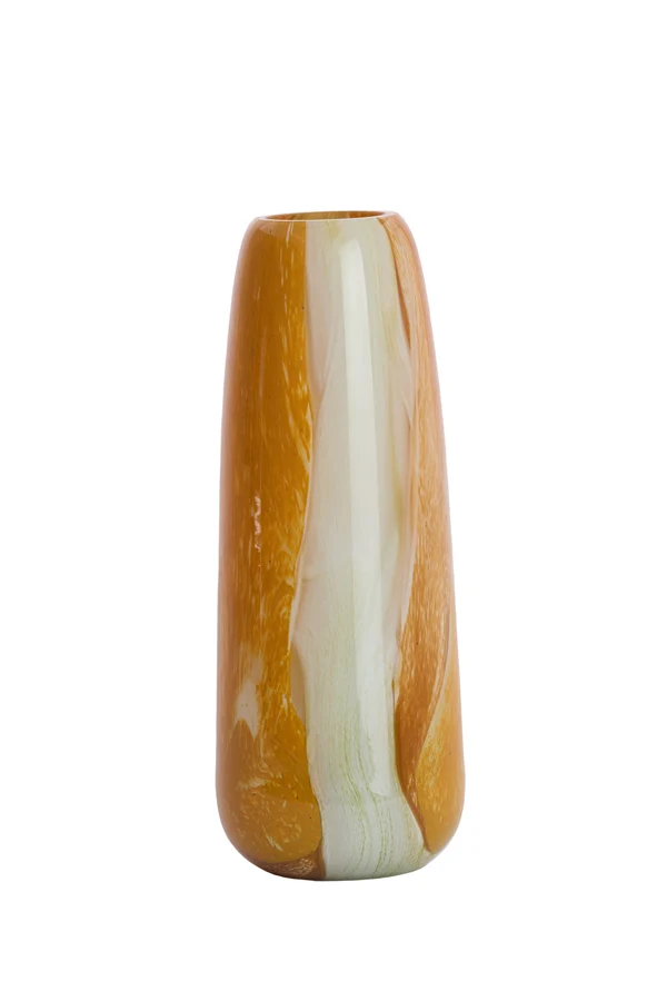 Vase 15x40 cm KALUDRA glass orange+olive green