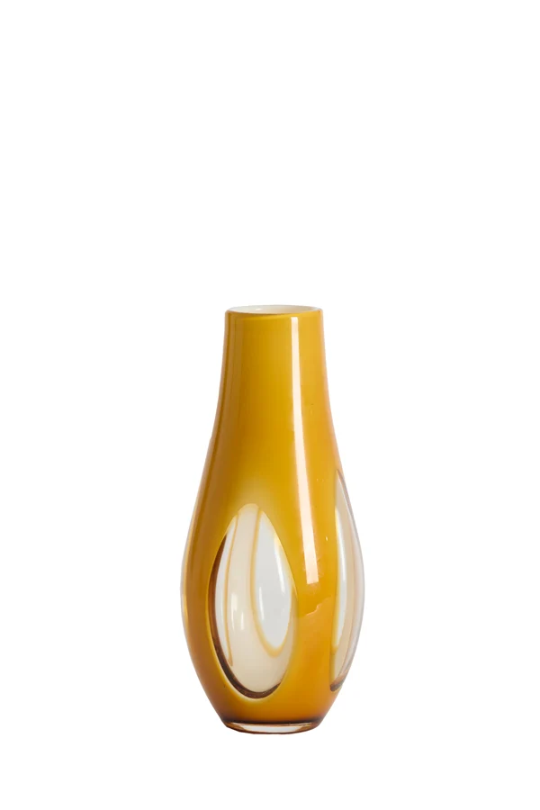Vase 15x34 cm CASEROS glass milky ocher yellow