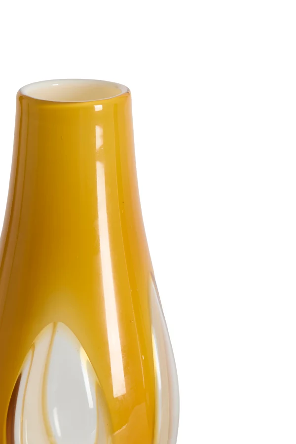 Vase 15x34 cm CASEROS glass milky ocher yellow