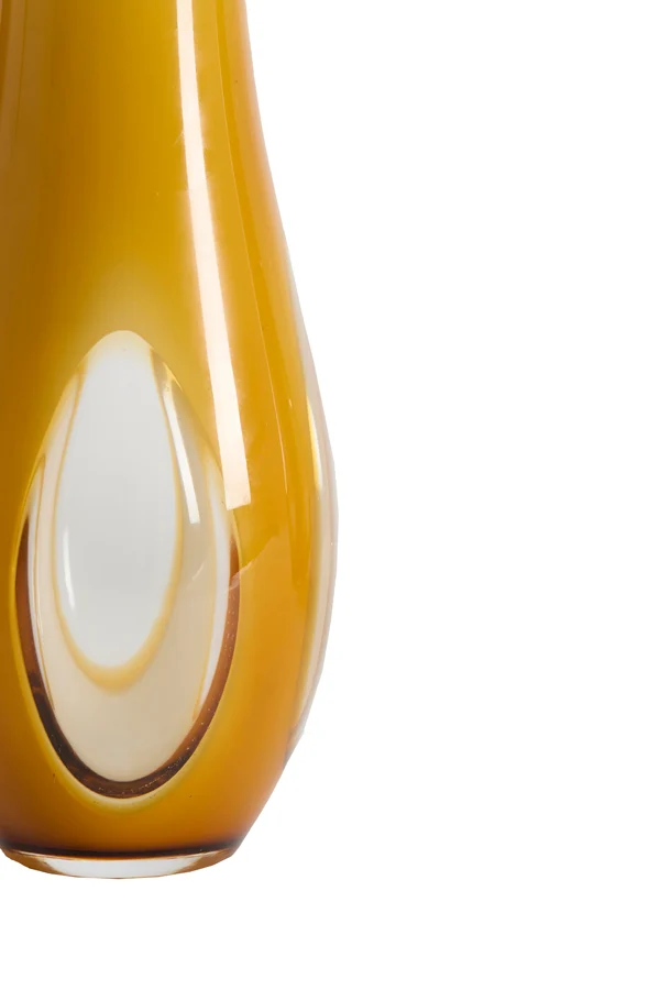 Vase 15x34 cm CASEROS glass milky ocher yellow