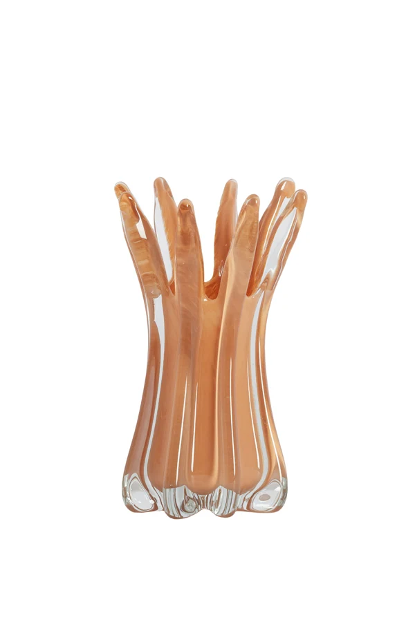 Vase 15x25 cm RELIEN glass caramel