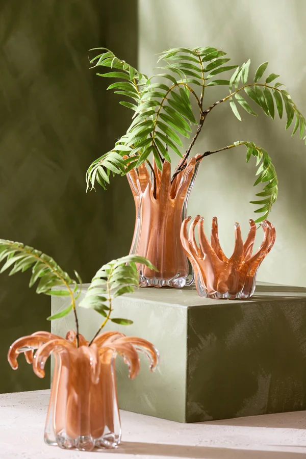 Vase 15x25 cm RELIEN glass caramel