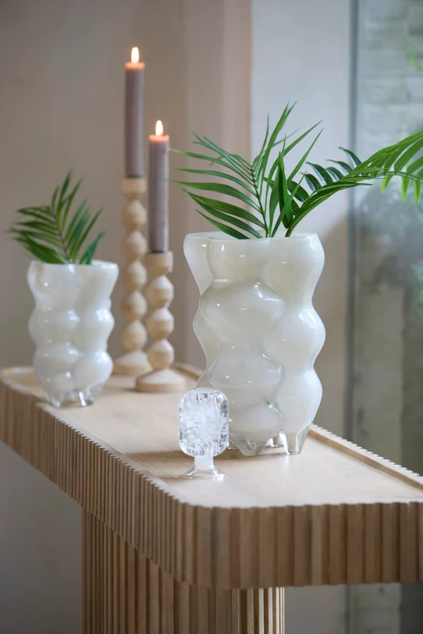 Vase 15x24,5 cm CEREA glass milky cream