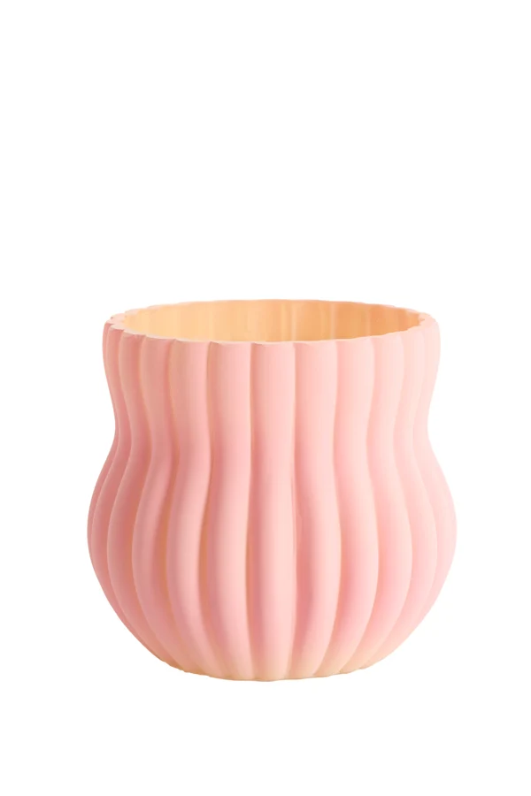Vase 15x13,5 cm VELTURNO glass matt pink+yellow