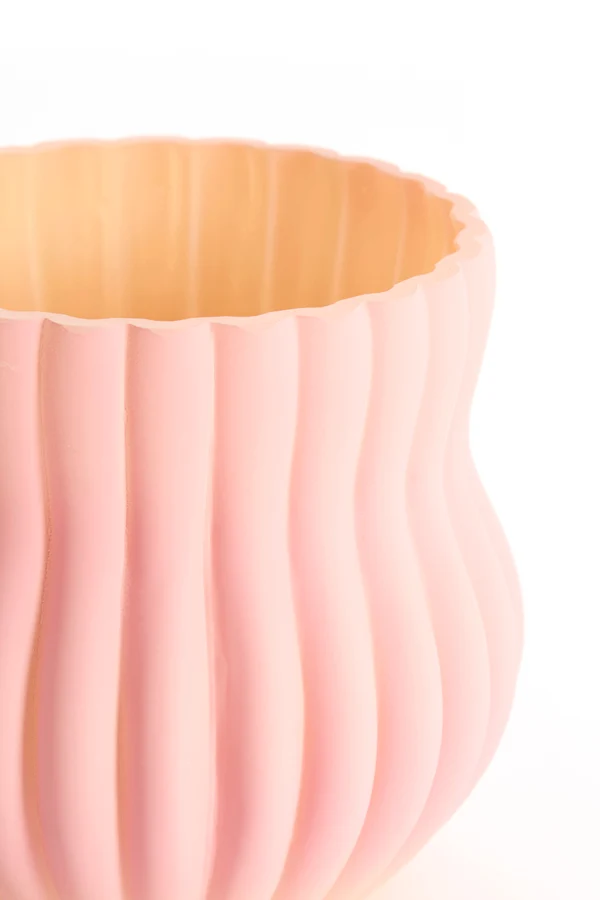 Vase 15x13,5 cm VELTURNO glass matt pink+yellow