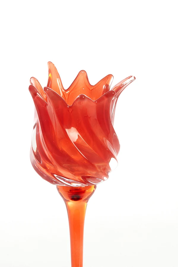 Tealight on base 9,5x21 cm FLORA glass red+matt red