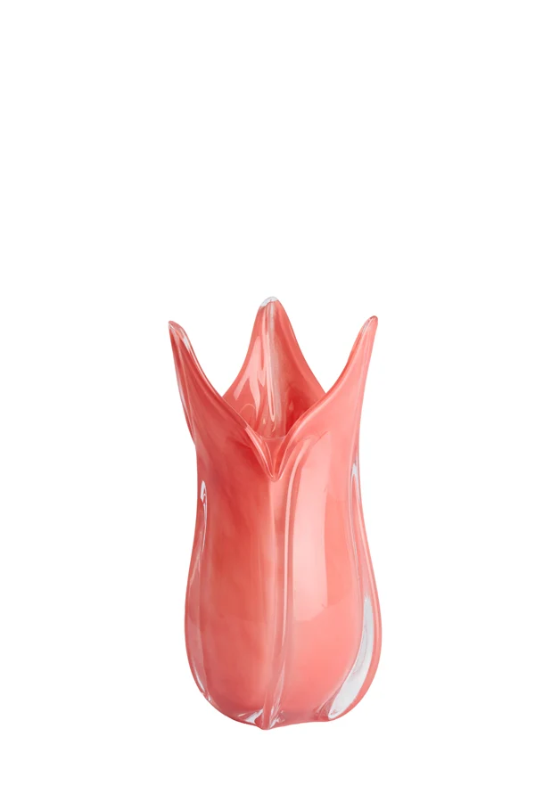 Vase 14x28 cm EVINA glass coral