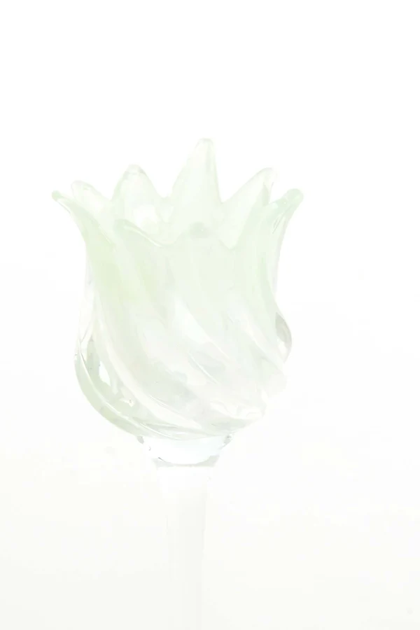 Tealight on base 9,5x21 cm FLORA glass clear+mtt mint green