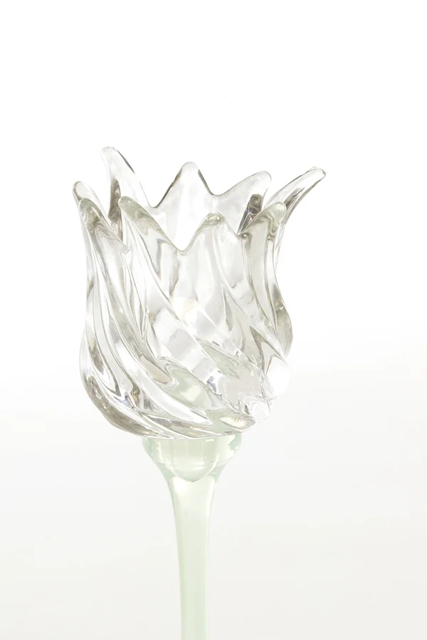 Tealight on base 9,5x21 cm FLORA glas matt mint green+clear