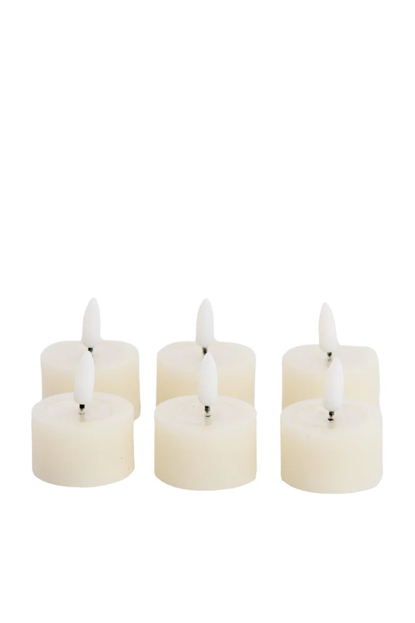 Tealight candle LED S/6 6x4,5x2,5 cm FARIA cream