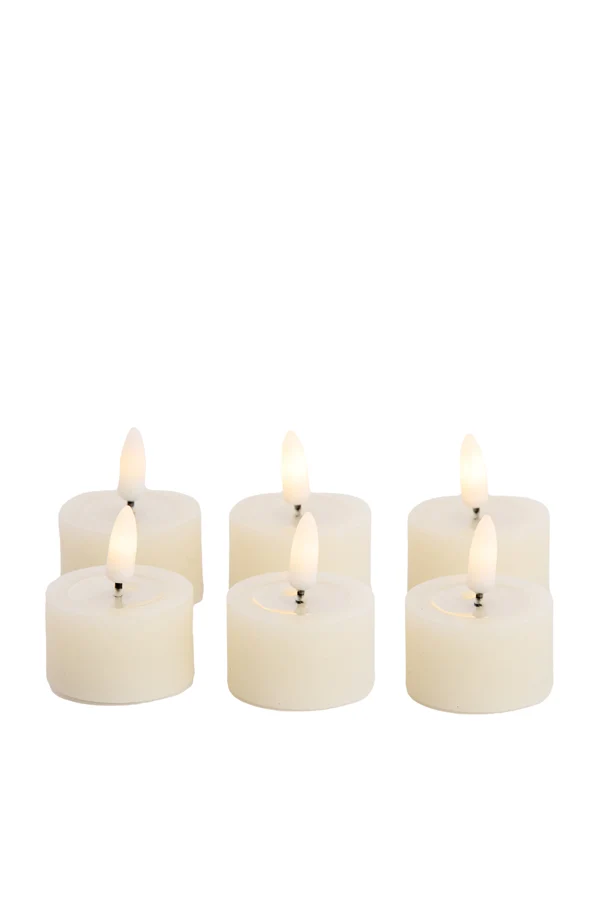Tealight candle LED S/6 6x4,5x2,5 cm FARIA cream