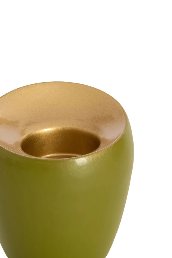 Tealight 9x9 cm VEROLI matt olive green+gold