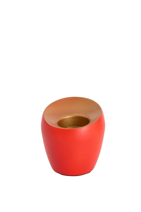 Tealight 9x9 cm VEROLI matt dark coral+gold