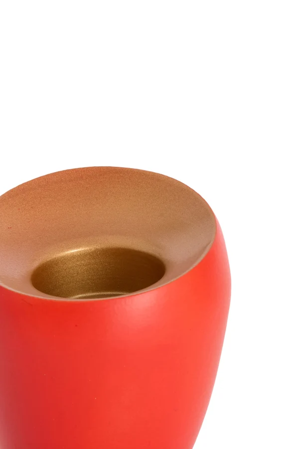 Tealight 9x9 cm VEROLI matt dark coral+gold