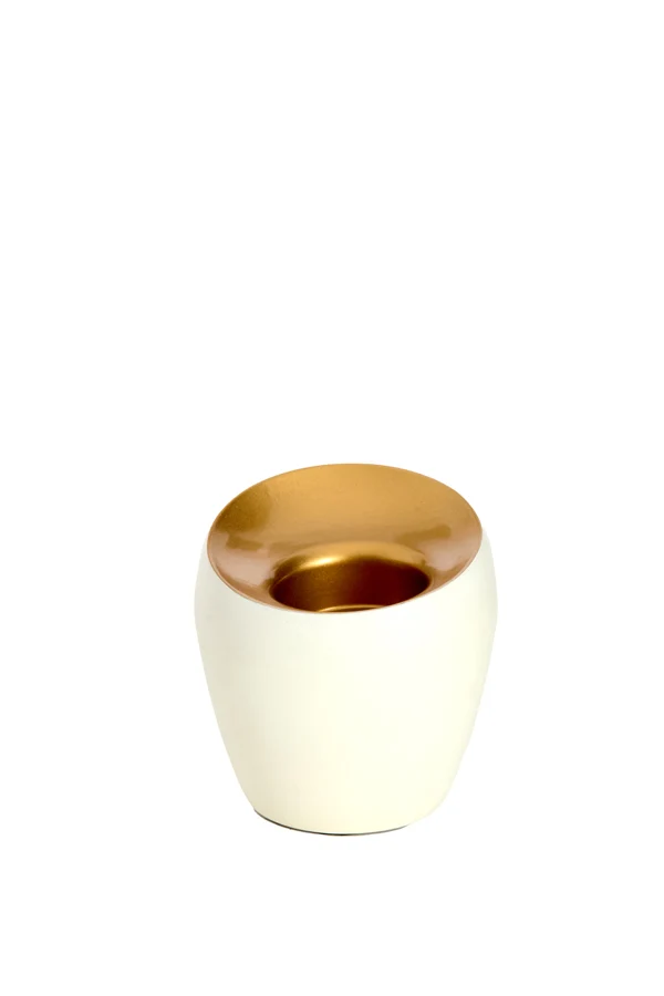 Tealight 9x9 cm VEROLI matt cream+gold