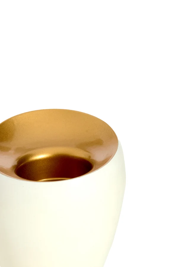 Tealight 9x9 cm VEROLI matt cream+gold