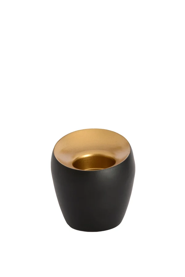 Tealight 9x9 cm VEROLI matt black+gold
