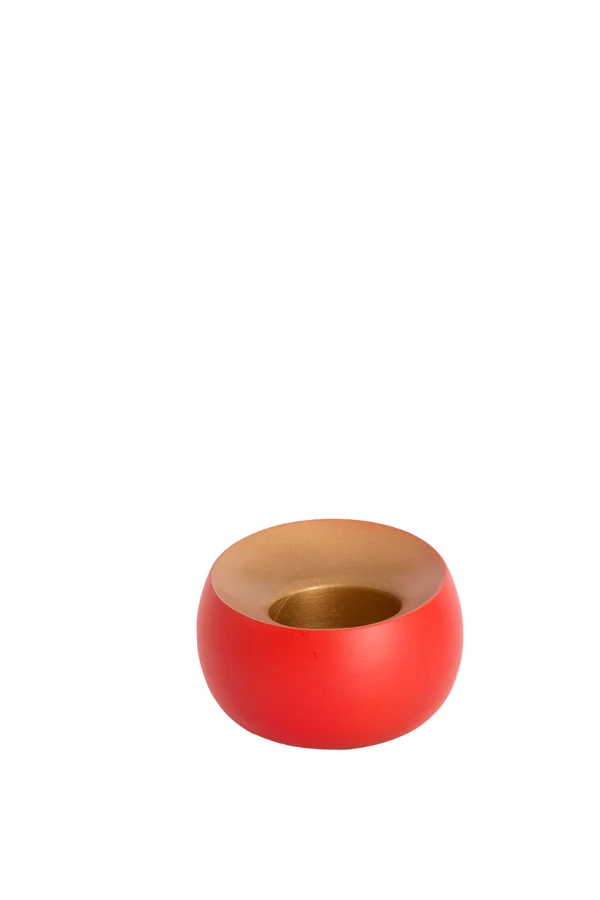 Tealight 9x6 cm VEROLI matt dark coral+gold